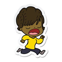 sticker of a cartoon woman talking