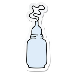 sticker of a quirky hand drawn cartoon glass bottled potion