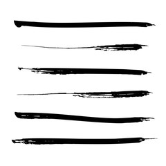 Set of black paint, ink brush strokes, lines. Dirty artistic design elements. Vector eps10.