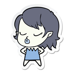 sticker of a cute cartoon vampire girl