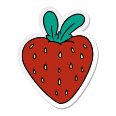 sticker cartoon doodle of a fresh strawberry