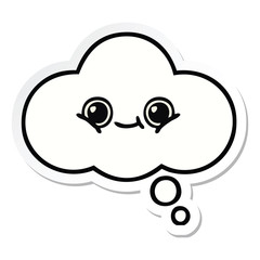 sticker of a cute cartoon thought bubble