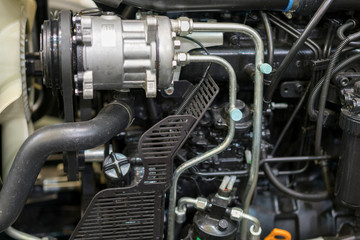Modern new agricultural diesel tractor engine. Modern new hi-tech engine of loader or small...