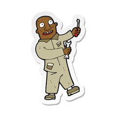 sticker of a cartoon mechanic