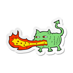 sticker of a cartoon fire breathing imp
