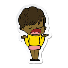 sticker of a cartoon woman talking