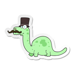 sticker of a cartoon posh dinosaur