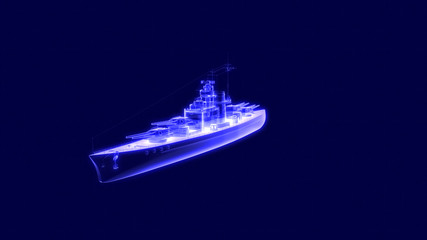 3d illustration of a battleship hologram © Suliman Razvan