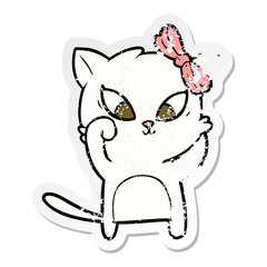 distressed sticker of a cartoon cat