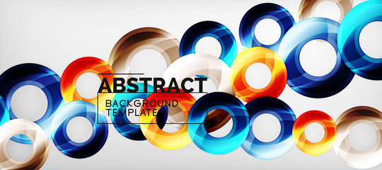 Obraz premium Modern geometric circles abstract background, colorful round shapes with shadow effects