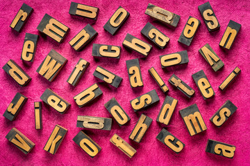 random wood type letters background