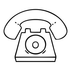 line drawing cartoon old telephone