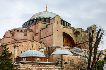 Fototapeta na wymiar Istanbul, Turkey: Hagia Sophia Cathedral. Byzantine architecture