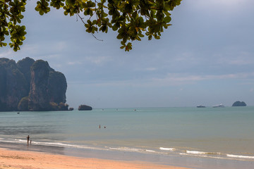 Looking along Ao Nang beach,Thailand. February 2019.