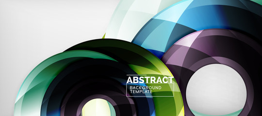 Modern geometric circles abstract background, colorful round shapes with shadow effects