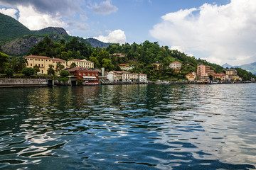 Fototapeta na wymiar Lake Como in Lombardy, Italy. Town houses
