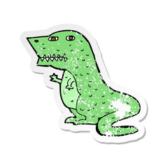 retro distressed sticker of a cartoon dinosaur