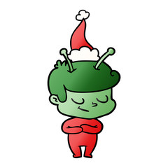 friendly gradient cartoon of a spaceman wearing santa hat