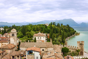 Fototapeta na wymiar Sirmione town, Garda lake view, Italy, Lombardy
