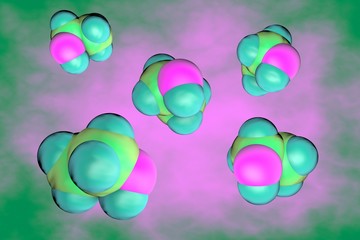 Molecular structure of ethanol (drinking alcohol, ethyl alcohol). Scientific background. 3d illustration