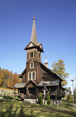 Fototapeta na wymiar Church of St. Anne in Tatranska Javorina village. Poprad district. Slovakia