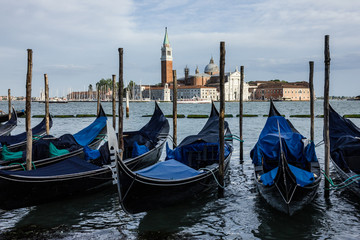 Fototapeta na wymiar Venice gondolas on Grand canal. Italy