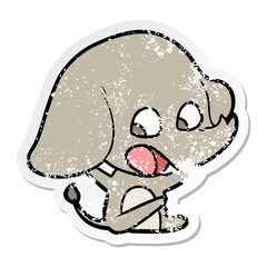 distressed sticker of a cute cartoon elephant