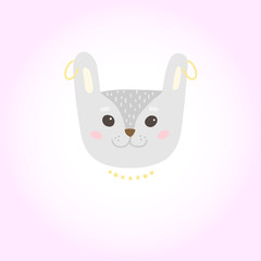 Cute cartoon character of a rabbit. Cool picture is great for children's products: clothes, textiles, postcards, stationery products and other things. Vector illustration.