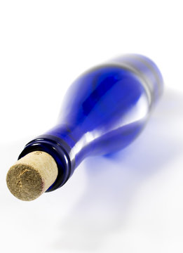 Blue Wine Bottle Isolated On White Background