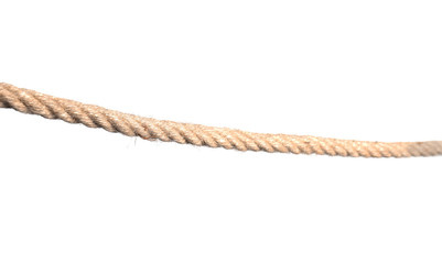Strong nautical cotton rope on white background