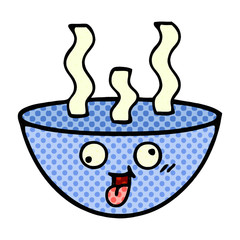comic book style cartoon bowl of hot soup