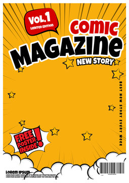 comic book page template design. Magazine cover 