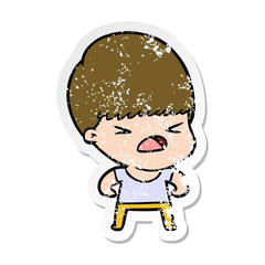 distressed sticker of a cartoon stressed man