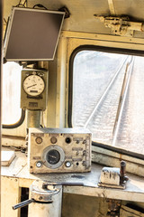 Control room in the diesel locomotive.