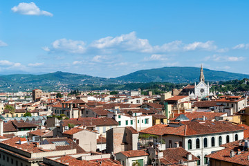 Florence cityscape from the top of the Campanile - Florence, Tuscany, Italy. You can see Church of...