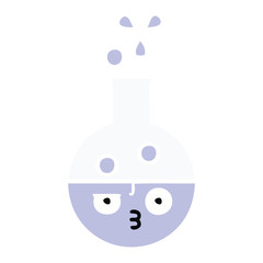 flat color retro cartoon test tube