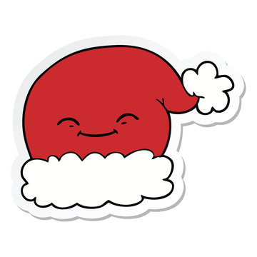 sticker of a cartoon christmas santa hat