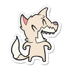 sticker of a laughing fox cartoon