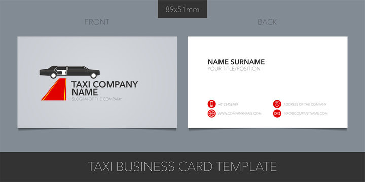 Business card vector template layout design for VIP taxi, limo cab service