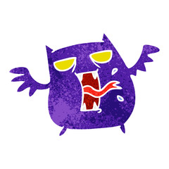 retro cartoon of cute scary kawaii bat