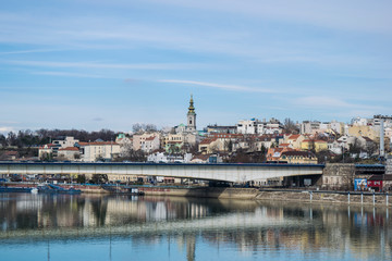 View over river of capital city of Belgrade