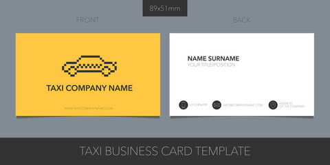 Taxi, cab vector business card with logo, icon and contact details.