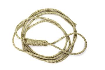  Gallows. Roll of a thin rope with a loop for hanging. Rope knotted in noose.