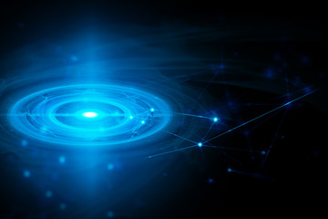 blackhole science galaxy, particle circle ai tech neon glow abstract wave futuristic network background illustration, system light stream of data hologram