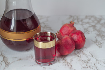 Pomegranate and fresh pomegranate juice.