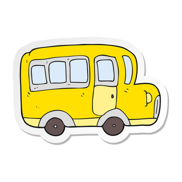 sticker of a cartoon yellow school bus