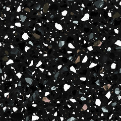 Terrazzo flooring vector seamless pattern in dark colors - 253589661