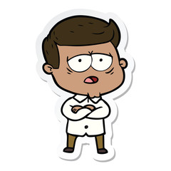 sticker of a cartoon tired man