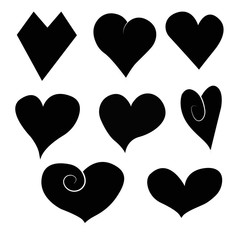 Set of outline hand drawn heart icon.Vector heart collection. Illustration for your graphic design.