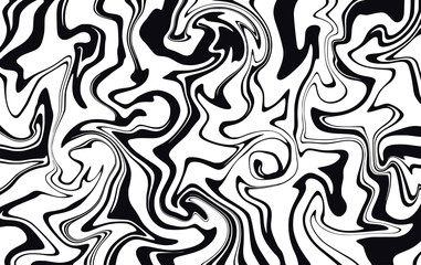 Marble texture. Dynamic liquid pattern in black and white. Wavy lines. Vector marble background for your design project.